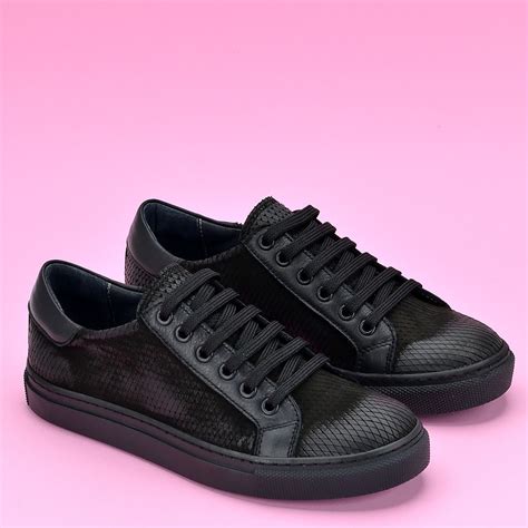 leather black sneakers|all black leather sneakers women.